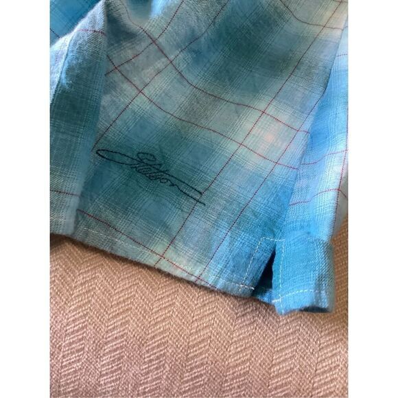 Women’s Stetson Turquoise Plaid Snap Front Shirt M - Picture 8 of 10